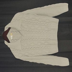 Hazel Moon Polo Sweater XS Chunky Knit Gray Pullover Collar Crop Length